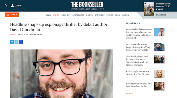 My debut novel 'A Reluctant Spy' acquired by Headline